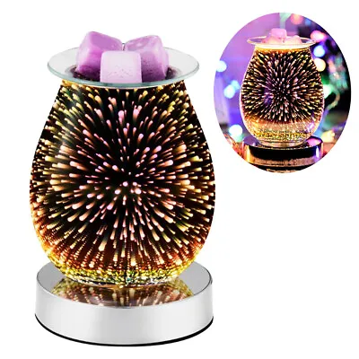 £19.99 • Buy 3D Glass Electric Firework Oil Wax Melt Burner Fragrance Aroma Touch Night Lamp