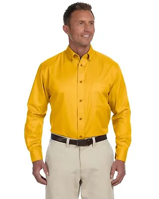Harriton Mens Easy Blend Long Sleeves Twill Shirt With Stain-Release M500 XS-6XL • $22.63