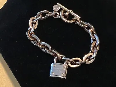 Michael Kors Rose Gold Chunky Link Padlock Bracelet W/ Toggle Clasp  • $45