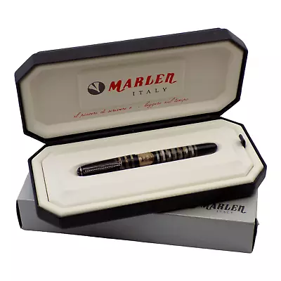 ITALY MARLEN HTF SYMBOL ROLLER BALL PEN W/ BOX & CASE 12.5-15 Mm. #8119 • $399