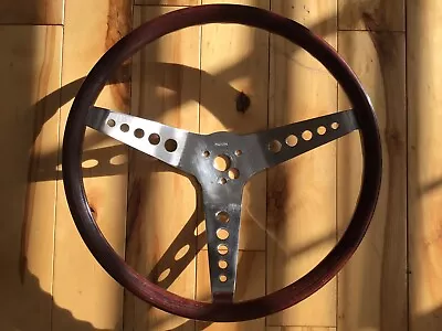 Vintage Mooneyes Woodgrain And Chrome Steering Wheel RAT ROD Moon Hot Rod *RARE* • $54