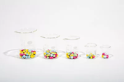 Laboratory Borosilicate Glass Measuring Beaker Set 5;10;25;50;100ml - 1 Of Each • £10.75