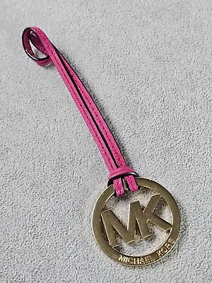 Michael Kors GOLD MK Logo Replacement DARK PINK Leather Loop Hang Tag Bag Charm • $20