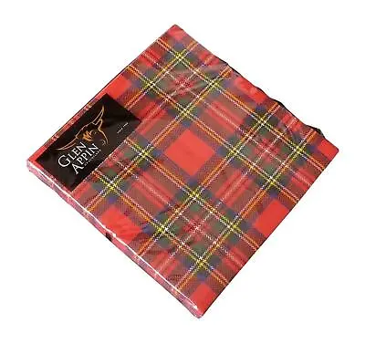 £4.50 • Buy Glen Appin Of Scotland Scottish Red Royal Stewart Tartan 3 Ply Paper Napkins