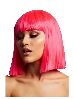 Smiffys Fever Lola Wig Neon Pink • $29.16