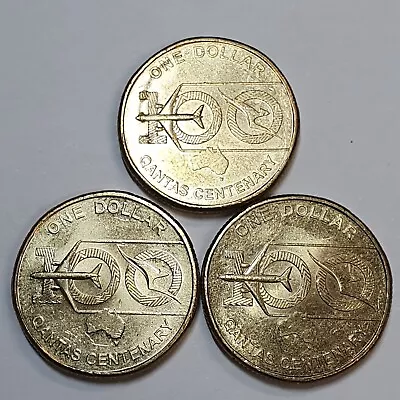 Australian 2020 $1 QANTAS Circulated Coins X3 In Excellent Condition RARE #65 • $11