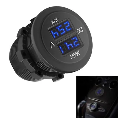 12V 24V AUX LED Dual Voltmeter Voltage Gauge Battery Monitor Panel Car Boat RV • £11.25