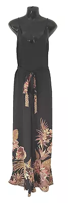 Myleen Klass Black Floral Wide Leg Slip On Jumpsuit Size 16 Tall New  Tags £49 • £29.99