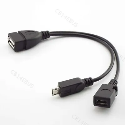 1in2 OTG Micro USB Host Power Splitter USB Port To Mirco 5Pin Male & Female B14 • $2