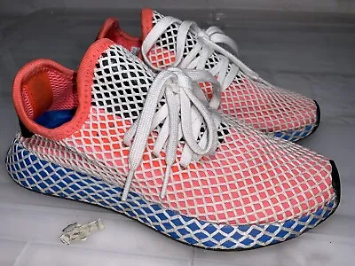 Womens ADIDAS Deerupt Red Blue White Sneakers Size US 6 #24377 • $45