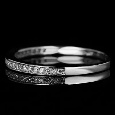Half Eternity Band Milgrain Real Diamond 10K White Gold Wedding Anniversary Ring • $317.04