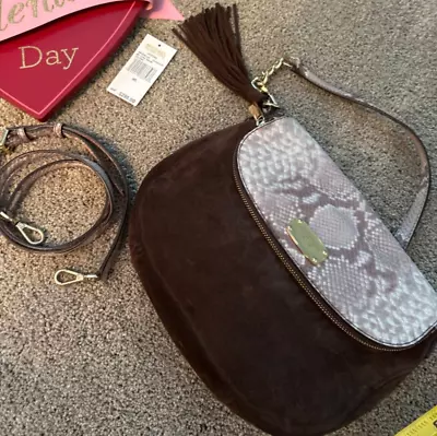 MICHAEL KORS Snake Embossed Leather / Suede Bedford Shoulder Bag MK • $58.79
