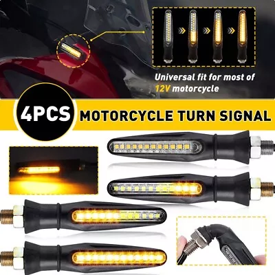 4X Sequential Motorcycle LED Turn Signal Blinker Light Indicator Amber Universal • $13.99