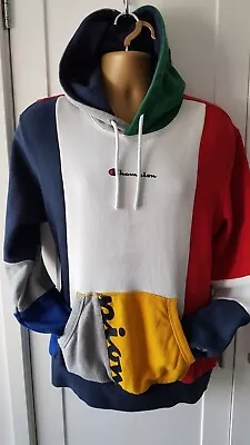 Champion Colorblock Multi Colour Hoodie Sweatshirt Thick  L  Ch 44 • £2.23