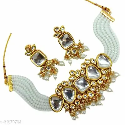 $29.99 • Buy Indian Bollywood Bridal Kundan Wedding Gold Plated Choker Necklace Jewelry Set