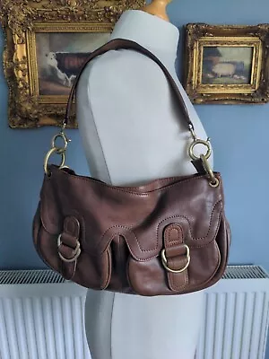 Ri2k John Lewis Vintage Y2K Real Leather Brown Shoulder Bag • £22