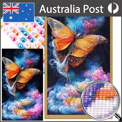5D DIY Full Round Drill Partial AB Diamond Painting Misty Butterfly Decor45x75cm • $21.19