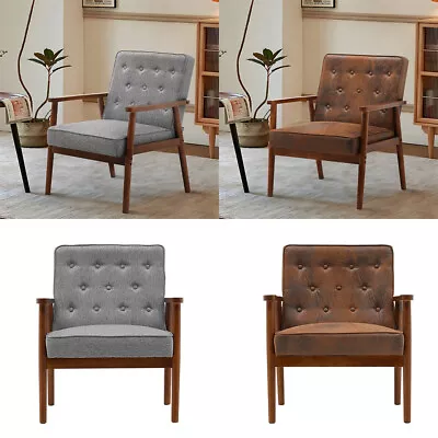 Scandi Solid Wooden Frame Chair Accent Armchair Tub Sofa Fabric Upholstered Seat • £158.95