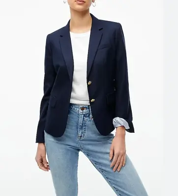 J CREW SCHOOLBOY Womens Navy Blue Gold Button Suit Blazer Sport Coat Jacket 4 • $49.99