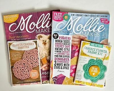 Mollie Makes Magazine X 2 (issue 20 & 45) With Free Crochet Flower Kits To Make • $9.93