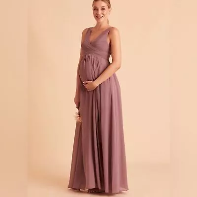 NWT Birdy Grey LAURIE EMPIRE DRESS CHIFFON DARK MAUVE Large Formal Maternity • £72.39