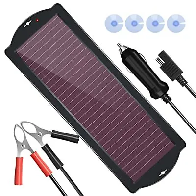 $31.87 • Buy Solar Car Battery Charger Maintainer Portable Trickle Charging Kit Motorcycle RV