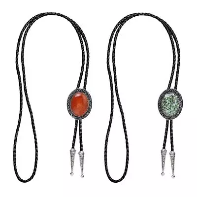 £10.52 • Buy Vintage Leather Gemstone Bolo Tie Western Indian Cowboy Shirt Necktie String