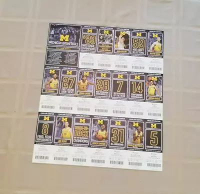 2018-19 Michigan Wolverines Basketball Ticket Stubs  • $5