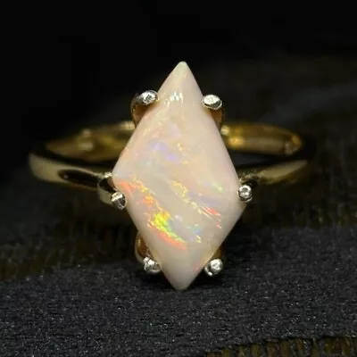 Multifired White Mexican Fire Opal 18k Gold Custom Ring With Silver Tips • £486.56