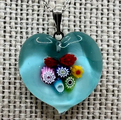 Murano Glass Handcrafted Millefiori Pendant & 925 Sterling Silver Necklace • $24.90