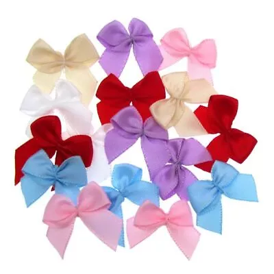 Mini Satin Ribbons Bows Small Flower Ribbon Bow Sewing Craft Supplies 100pcs Set • $17.97