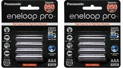 Panasonic 950mah 8 Pack Eneloop Rechargeable Aaa Batteries • $64.88