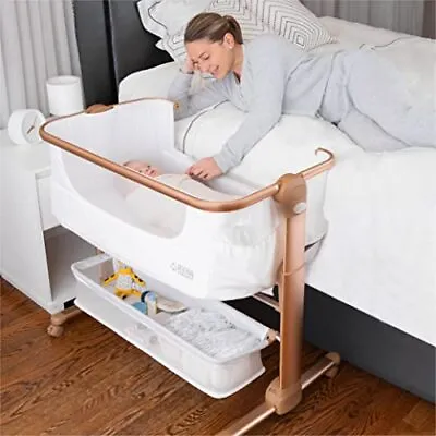 Baby Bassinet Bedside Sleeper For Baby Easy Folding Portable Crib With Storage • $101.97