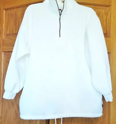 Womans White Pullover   Sweatshirt Quarter Zip   • $24.50