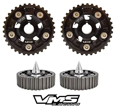 Black Vms Racing Adjustable Cam Gears + Spiked Bolts Sl Honda Acura B16 B18c  • $124.95