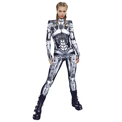 £20.32 • Buy Halloween Robot Bodysuit Jumpsuit Womens Long Sleeve Masquerade Cosplay Costume
