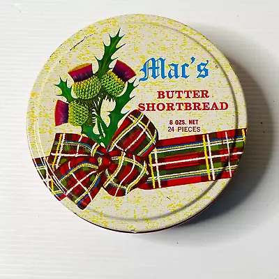 Vintage Mac's Butter Shortbread Tin 8 Ozs Made In Australia Tartan Thistle 12cm • $9.99