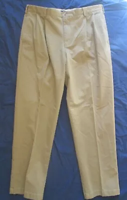 Lands' End Traditional Fit Pleated Khaki Pants Men's 36 X 32 100% Cotton ~ NICE • $12