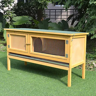 Raised Outdoor Small Animal Backyard Habitat Wood Hutch Weather Resistant Cage • $89.99