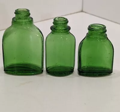 Vintage Lot Of 3 Duraglas Green Glass Apothecary Bottles Various Sizes No Lids • $8.99