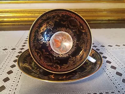 Vintage Kahla East Germany Black & Gold Fragonord Demitasse Cup And Saucer Set  • $24.99