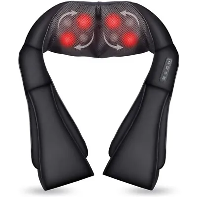 Electric Shiatsu Back Neck Shoulder Massager With Heat Kneading Body Car Home UK • £20.89