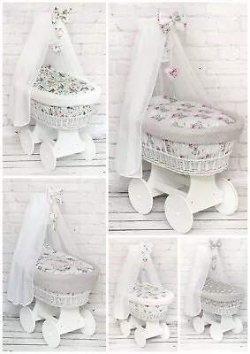 £89.99 • Buy Baby Full Dimple Bedding Set With Canopy To Fit Moses Basket Wicker Crib