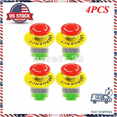 4PCS Mushroom Head 22mm E-STOP Switch Emergency Stop Push Button ON/OFF LAY37 • $13.99