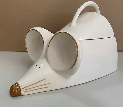 Tawnya Norton White Mouse Cookie Jar Treat Canister Ceramic Ears 8” X 13” • $19.95