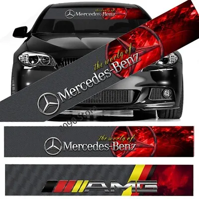 130*21cm Carbon Fiber Car Front Windshield Sticker Auto Decal For Mercedes Benz • $16.28