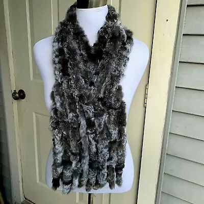 NWOT Hand Made Gray Rabbit Fur Scarf/shawl. Size 20''X 70  • $46