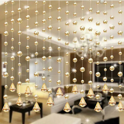 Luxury Glass Beads Door String Tassel Curtain Wedding Divider Panel Room Decor • $8.99