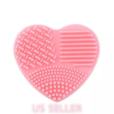 MAKEUP BRUSH CLEANER Heart Shape Scrubber Cosmetic Silicone Foundation Pink • $5.10