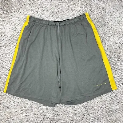 Nike Livestrong Shorts Men 2XL Training Gray Yellow Elastic Waist Drawstring GUC • $4.98